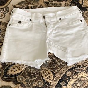White Jean shorts, true religion